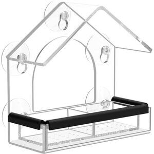 Clear Window Bird Feeder with 5 Extra Strong Suction Cups, Sturdy and Durable